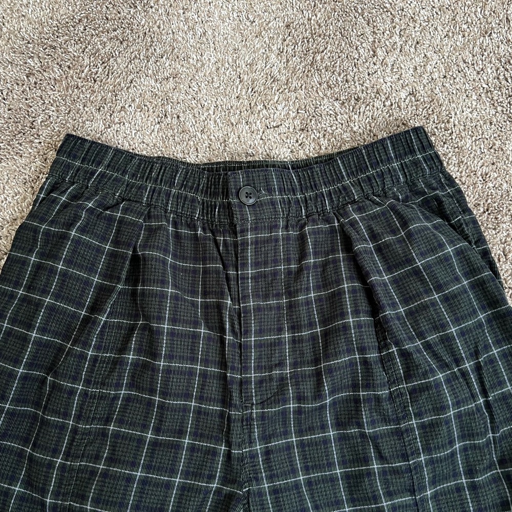Madewell Dark Green Blue Plaid Corduroy Pull-On Tapered Pants Carpenter Loop S - Picture 3 of 15
